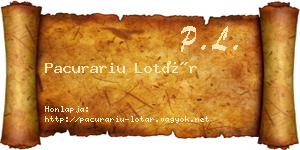 Pacurariu Lotár névjegykártya